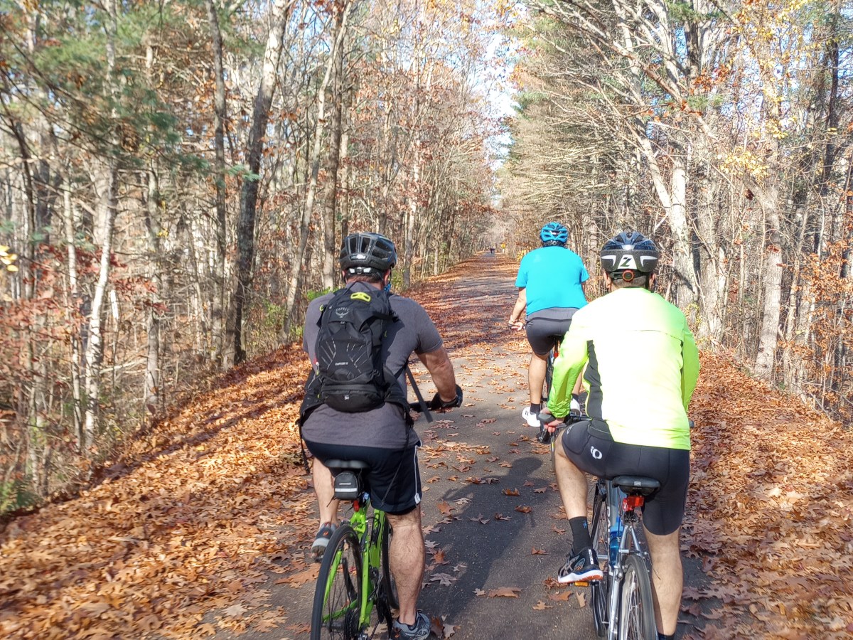 A group ride on the (leafy) Windham and Derry Rail&nbsp;Trails